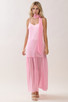 TCEC PINK SLEEVELESS SATIN MIDI DRESS