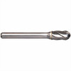Alpha 3/8x3/4 Cylindrical Ball Nose Carbide Burr 1/4 Shank Aluminium Cut