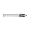 Alpha 3/8x3/4 Tree Pointed Nose Carbide Burr 1/4 Shank Carded