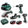 Metabo 4 Piece Kit 18V Drill. Impact Driver. Grinder. Ricpro Saw 2 x 5.5AH Batteries & Charger plus Carry Bag