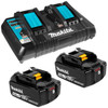 Makita 18V Same Time Dual Port Rapid Battery Charger with 2 x 5.0Ah battery