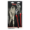 KC Tools Plier Set 250mm Groove Joint & 250mm Curved Jaw Locking 2pce