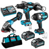 Makita 3 Piece BRUSHLESS Combo Kit - HP001GZ. TW001GZ. GA013GZ. 2x BL4040. DC40RA & TOTE BAG (199935-1)