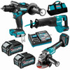 Makita 3 Piece BRUSHLESS Combo Kit - HP001GZ. JR001GZ. GA005GZ. 2x BL4040. DC40RA & TOTE BAG (199935-1)