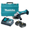Makita 18V 115mm Angle Grinder Kit - Includes 2 x 3.0Ah Batteries. Rapid Charger & Carry Case