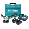 Makita 18V BRUSHLESS 125mm Variable Speed Slide Switch Angle Grinder Kit - Includes 2 x 5.0Ah Batteries. Rapid Charger & Carry Case