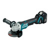 Makita 18V BRUSHLESS 125mm Paddle Switch Angle Grinder Kit - Includes 2 x 5.0Ah Batteries. Rapid Charger & Carry Case