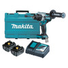 Makita 18V BRUSHLESS Heavy Duty Hammer Driver Drill Kit - Includes 2 x 5.0Ah Batteries. Rapid Charger & Carry Case