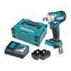 Makita 18V BRUSHLESS 1/2” Detent Pin Impact Wrench Kit - Includes 2 x 5.0Ah Batteries. Rapid Charger & Carry Case
