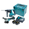 Makita 2 Piece BRUSHLESS Combo Kit - DHR242Z. DGA504Z. 2 x BL1850B. DC18RC & MakPac Case