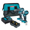 Makita 2 Piece BRUSHLESS Combo Kit - DHP485Z. DTD153Z. 2 x BL1840B. DC18SD & Tote Bag