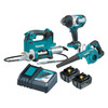 Makita 3 Piece Combo Kit - DGP180ZBK. DTW1001Z. DUB185Z. 2 x BL1850B & DC18RC