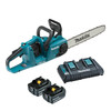 Makita 18v Chainsaw 400mm kit includes 2x 5.0ah batteries and 1x dual charger