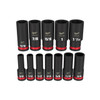 Milwaukee Shockwave 3/8-1-1/16 1/2 Dr 6pt Deep Impact Socket Set Imperial 12pce