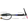 Weldclass TIG Torch 26FV 4m inc 3550 Connector & 5/8” UNF Gas