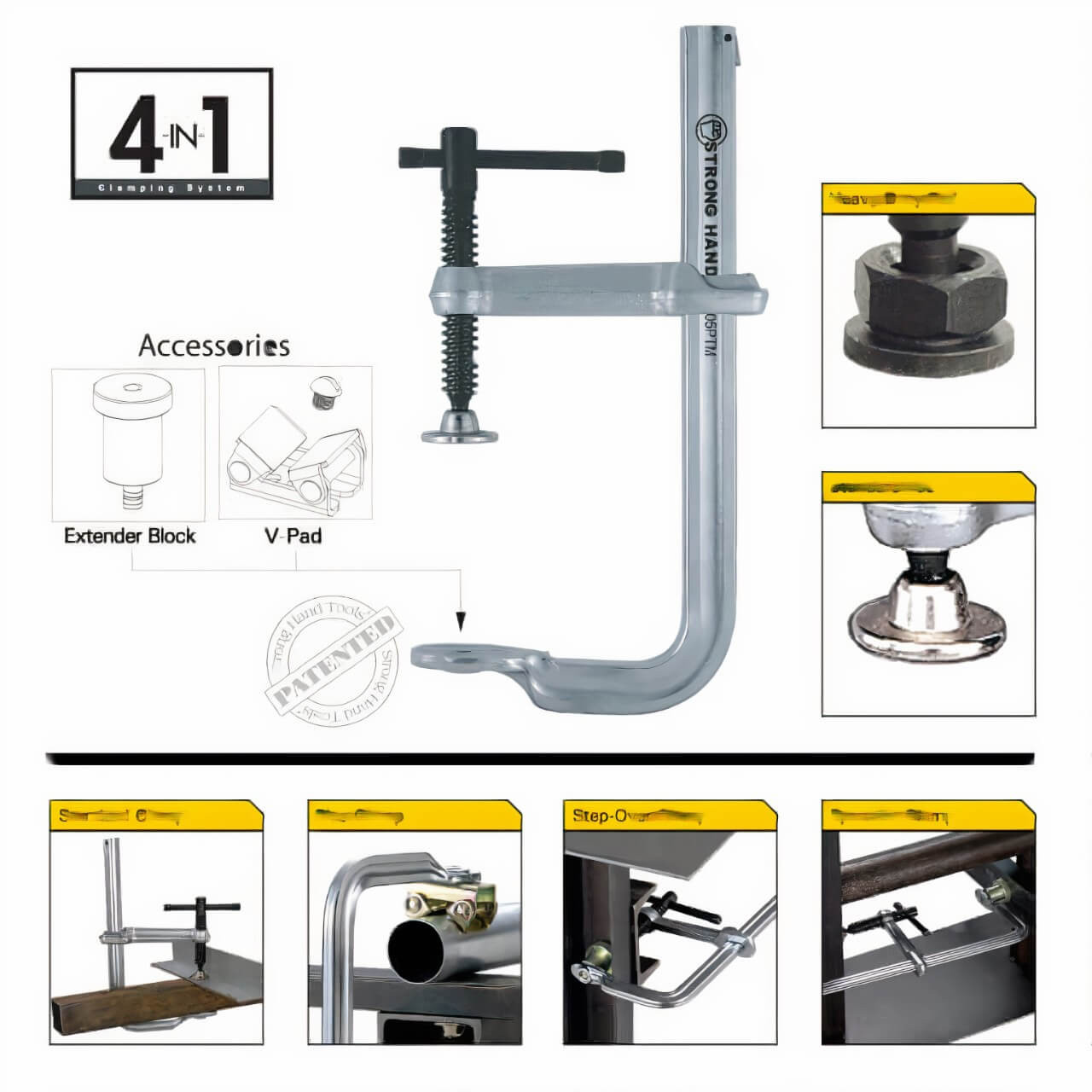 Stronghand 4-in-1 Utility Clamp 520mm (140mm Throat)
