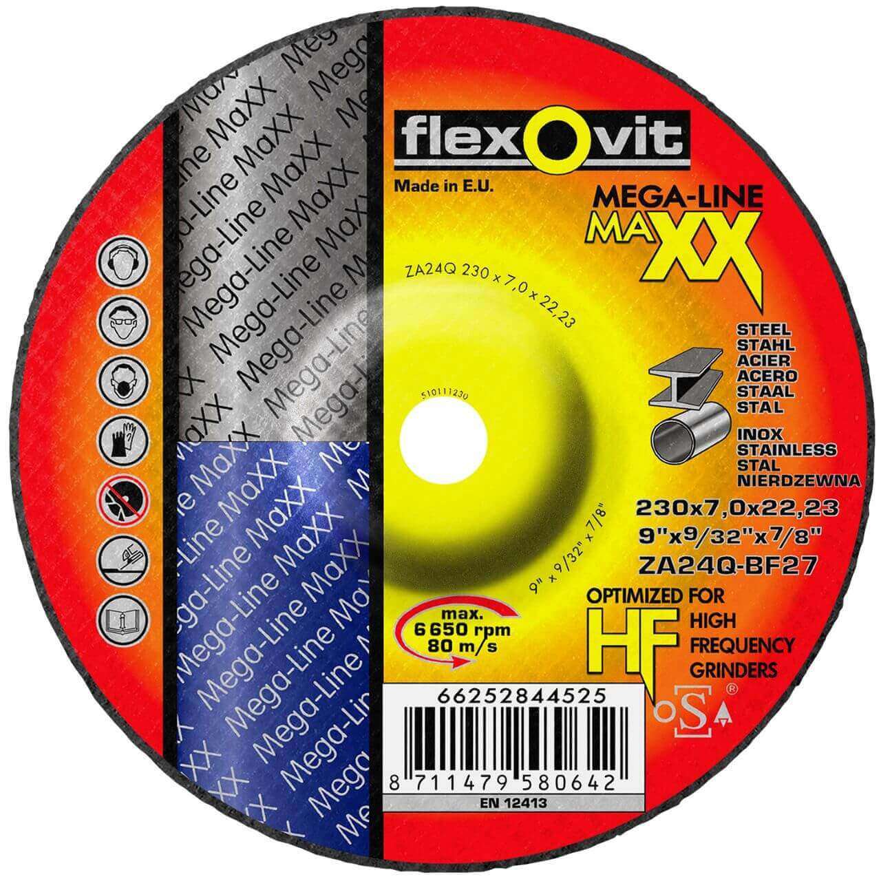 Flexovit MAXX ZA24Q 230x7.0x22 Zirconia Grinding Disc 10/box