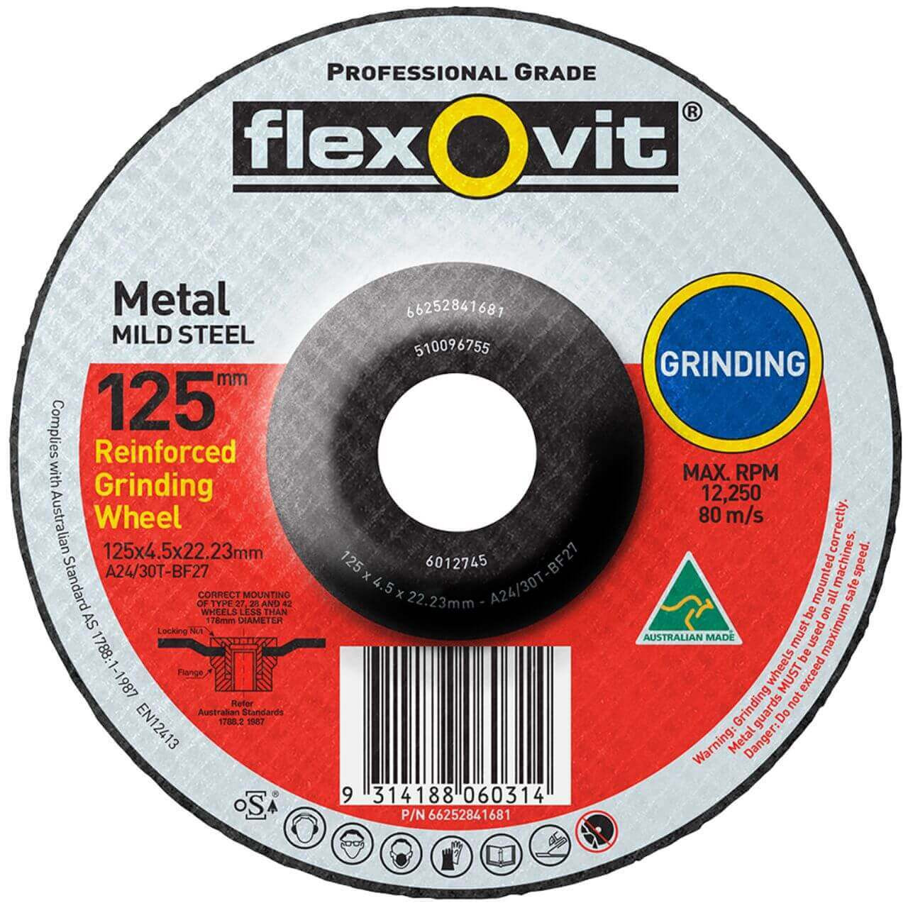 Flexovit A24/30T 125x4.5x22 GP Metal Grinding Disc