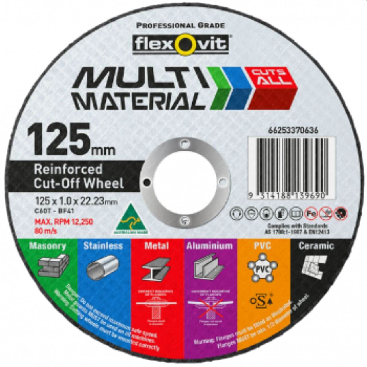 Flexovit C60TBF41 Multi Material 125x1x22 Cutting Disc
