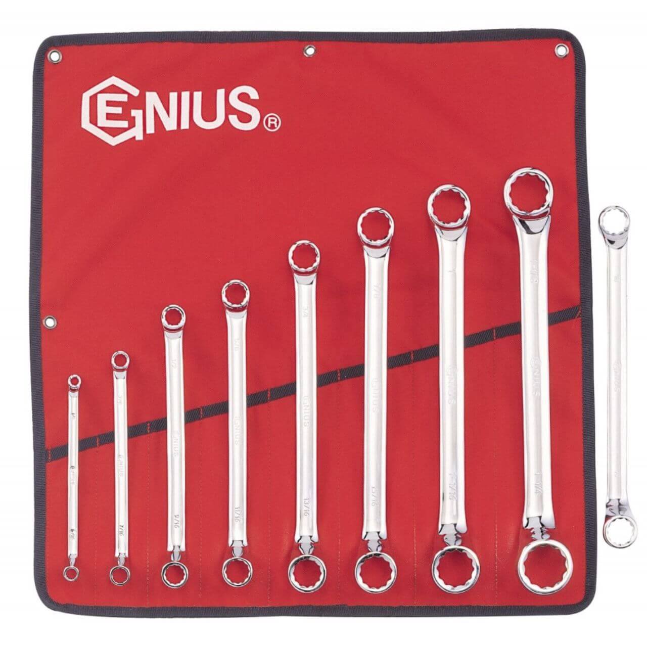 Genius 1/4-1-1/4 Double Ended Offset Ring Spanner Set Imperial 8pce
