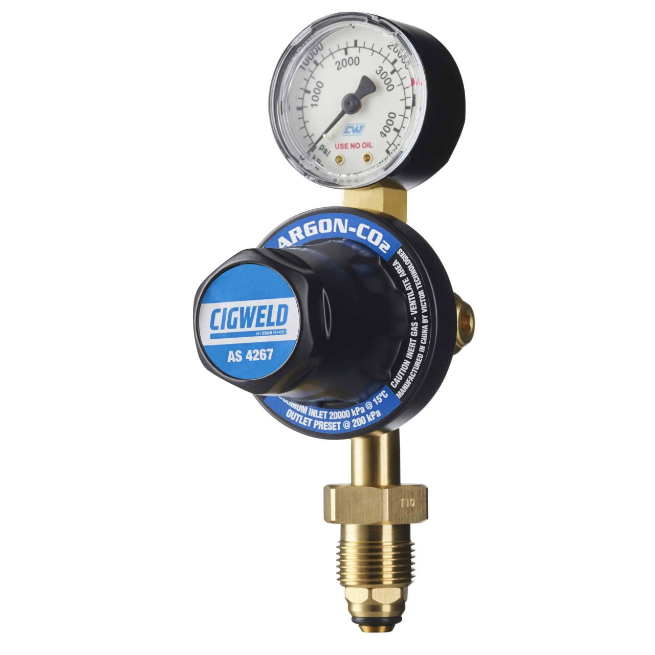 Cigweld BlueJet Argon Preset Regulator 200kPa Single Gauge