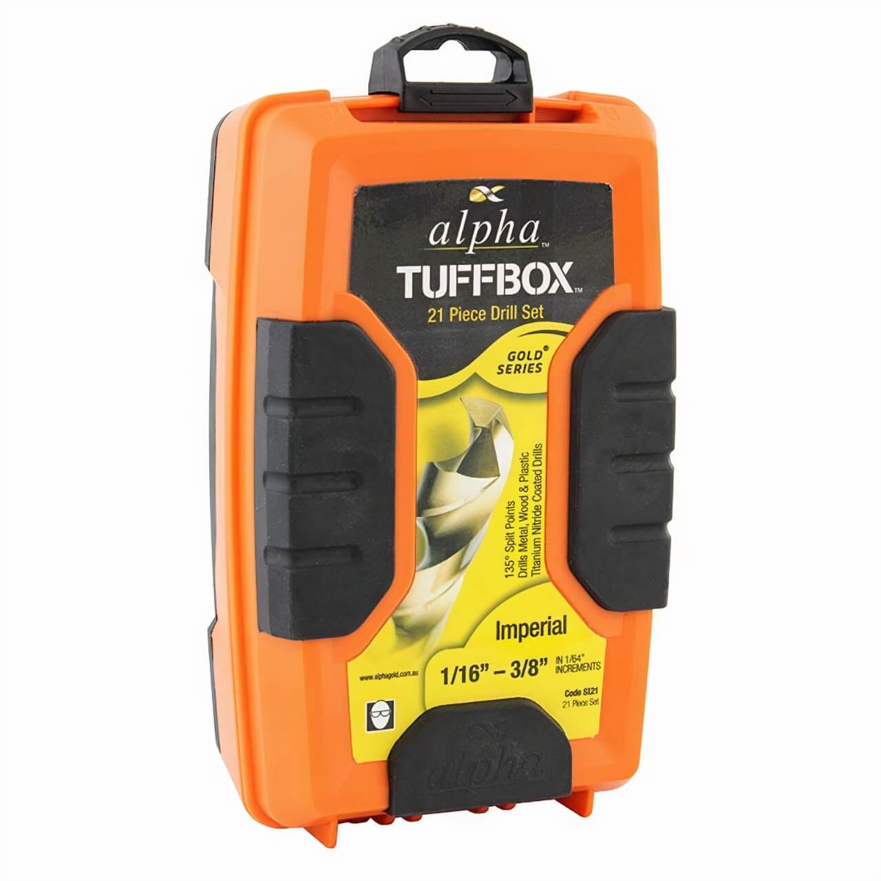 Alpha 1/16-3/8 Imperial Gold Series Tuffbox Drill Set 21pce