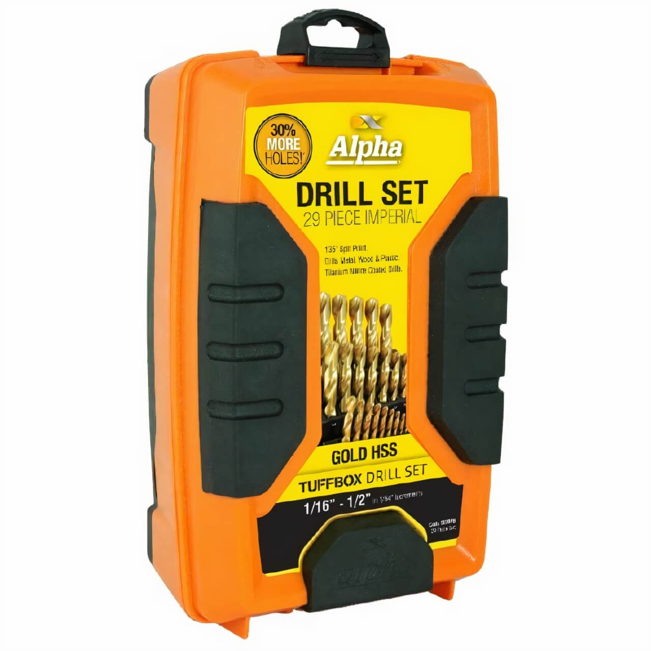 Alpha 1/16-1/2 Imperial Gold Series Tuffbox Drill Set 29pce