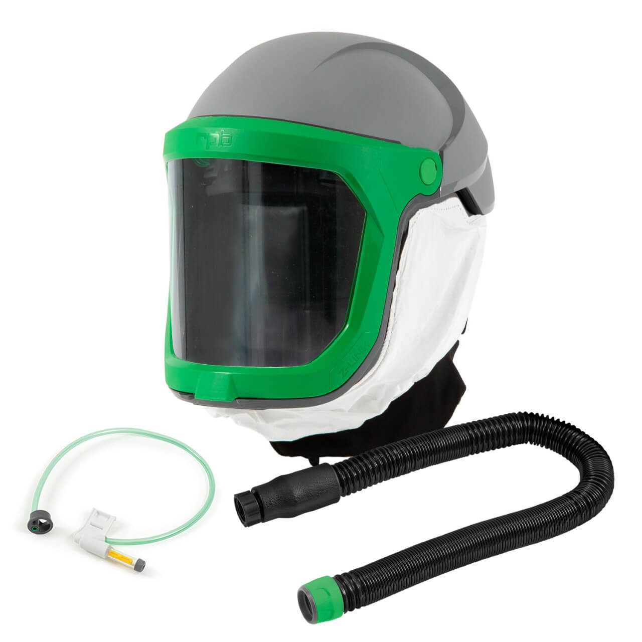 RPB Z-Link Respirator c/w Safety Lens. Tychem 2000 Face Seal. Breathing Tube & Low Flow Indicator