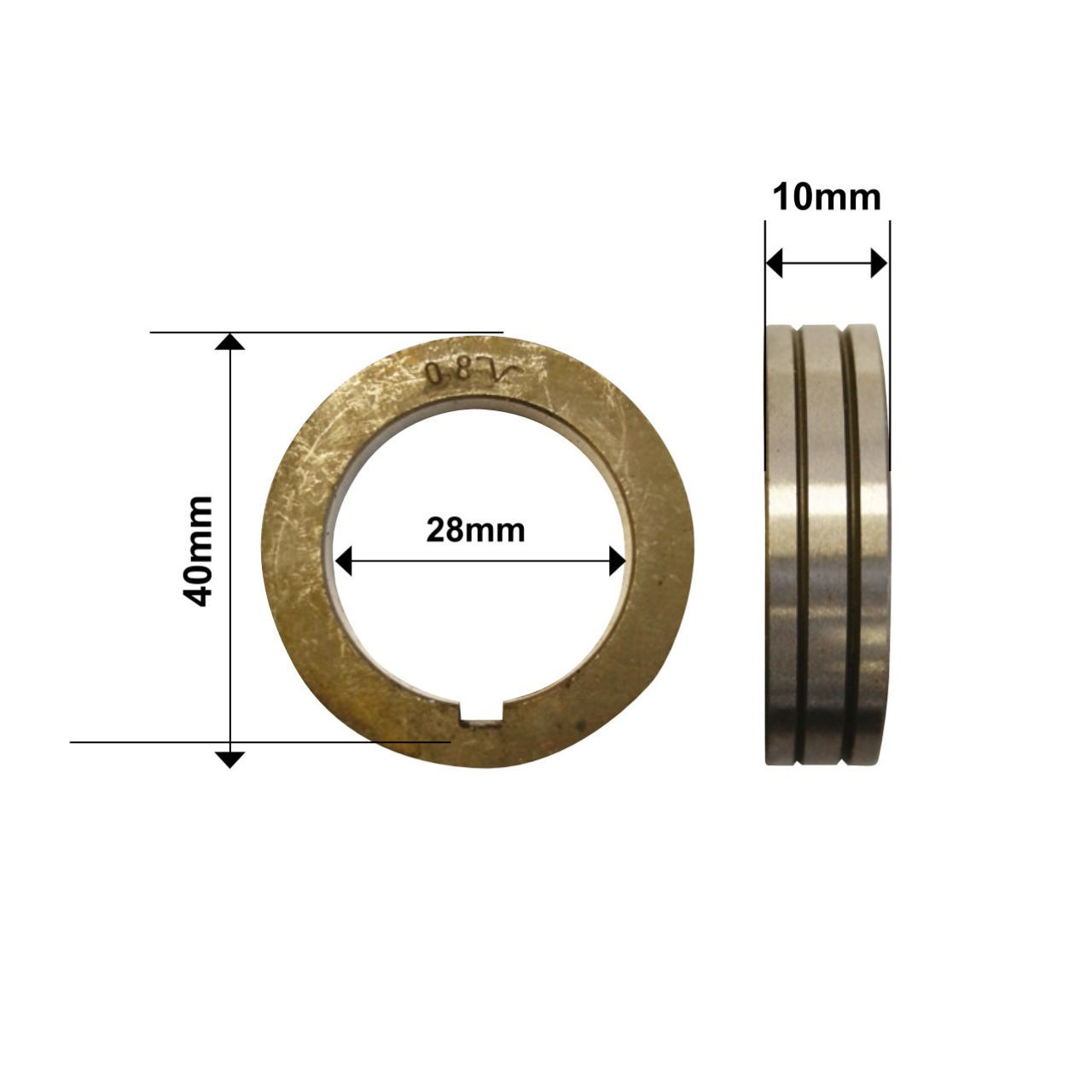 40OD x 28ID x 10W 0.8/1.0mm Steel Drive Roller