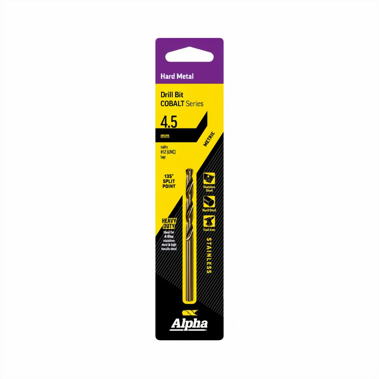 Alpha 4.5mm Jobber Drill Bit Cobalt Series