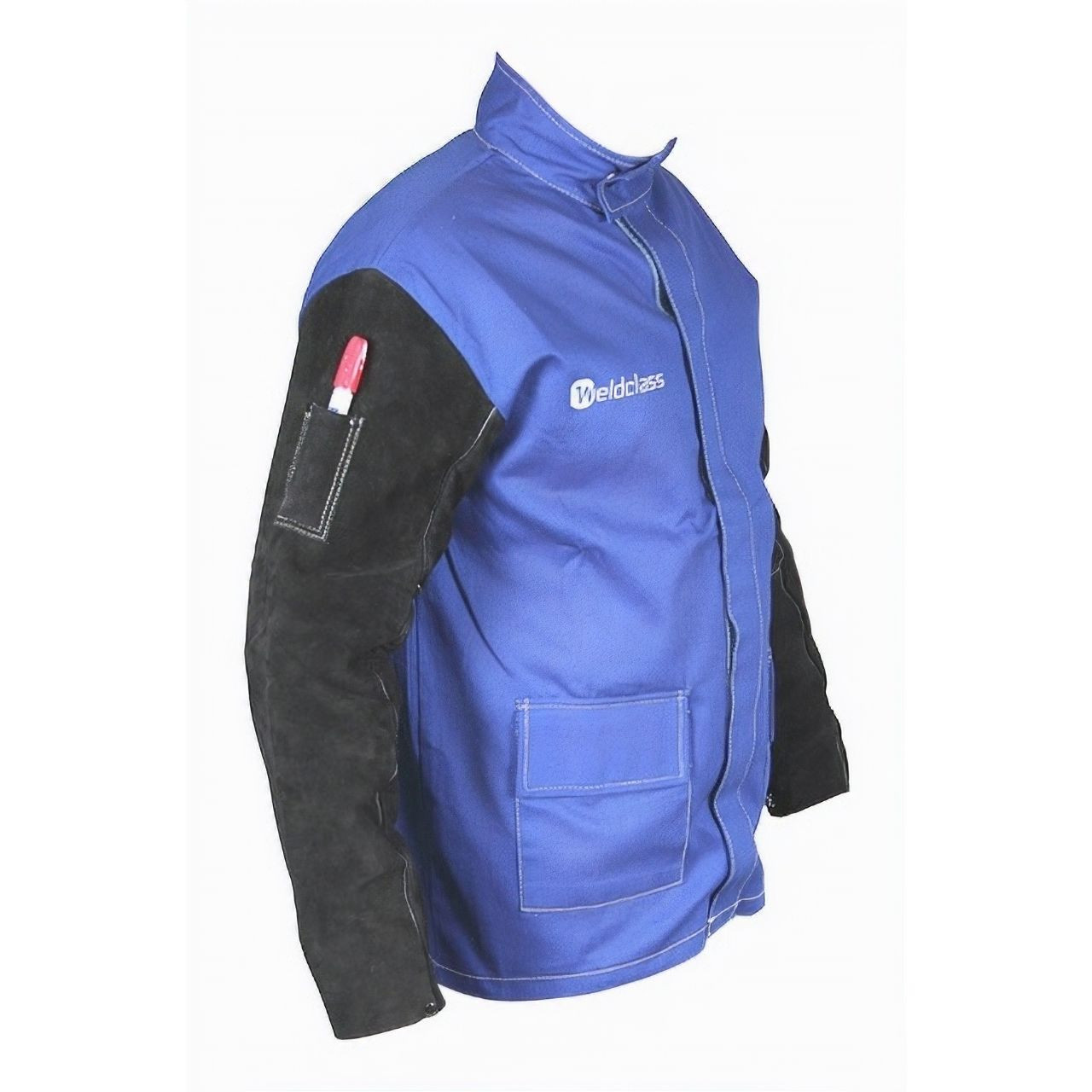 Weldclass Promax Blue FR Jacket w/Leather Sleeves M