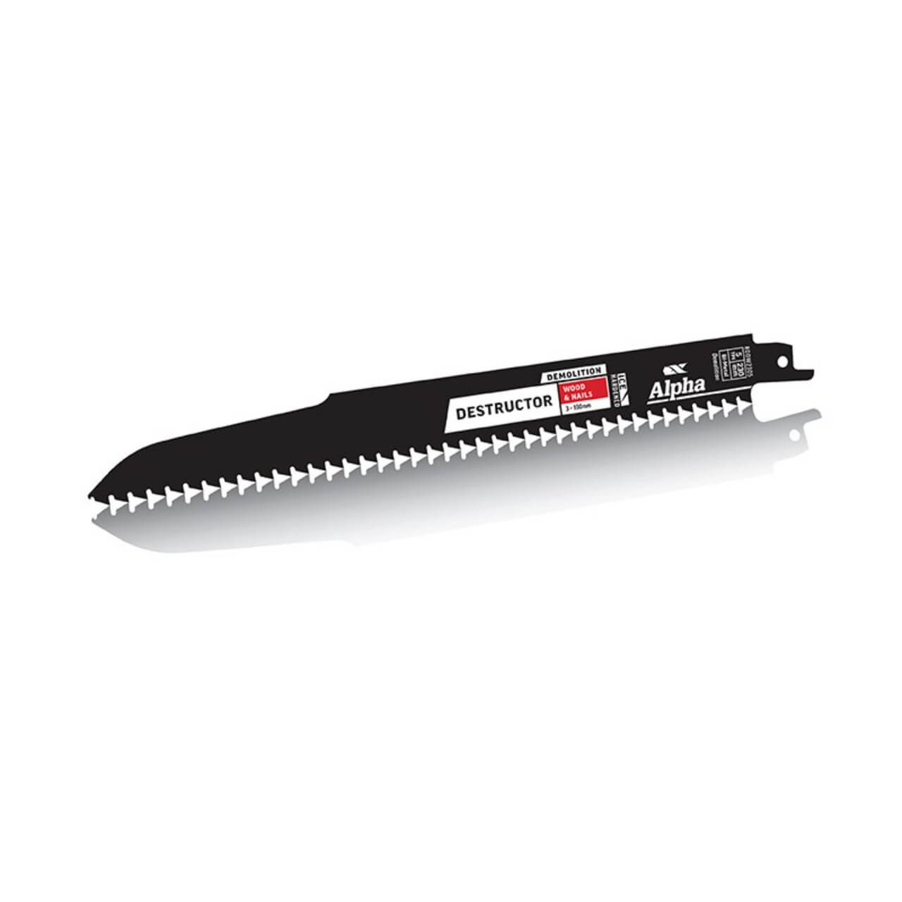 Alpha 230mm 5tpi Destructor Demolition Wood & Nails Reciprocating Saw Blade 2pk