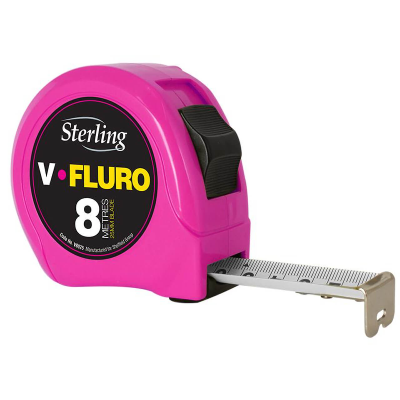 Sterling 8m x 25mm V-Force Fluro Measuring Tape Metric