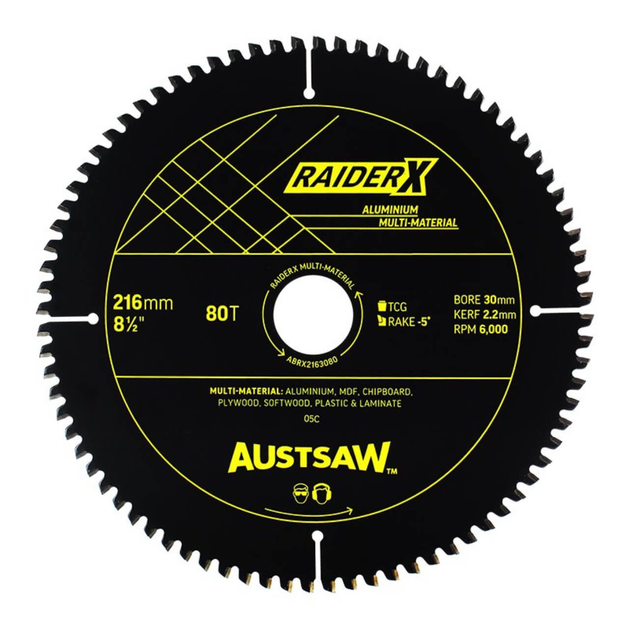 Austsaw RaiderX Aluminium Multi Material Blade | 216mm x 30 x 80T