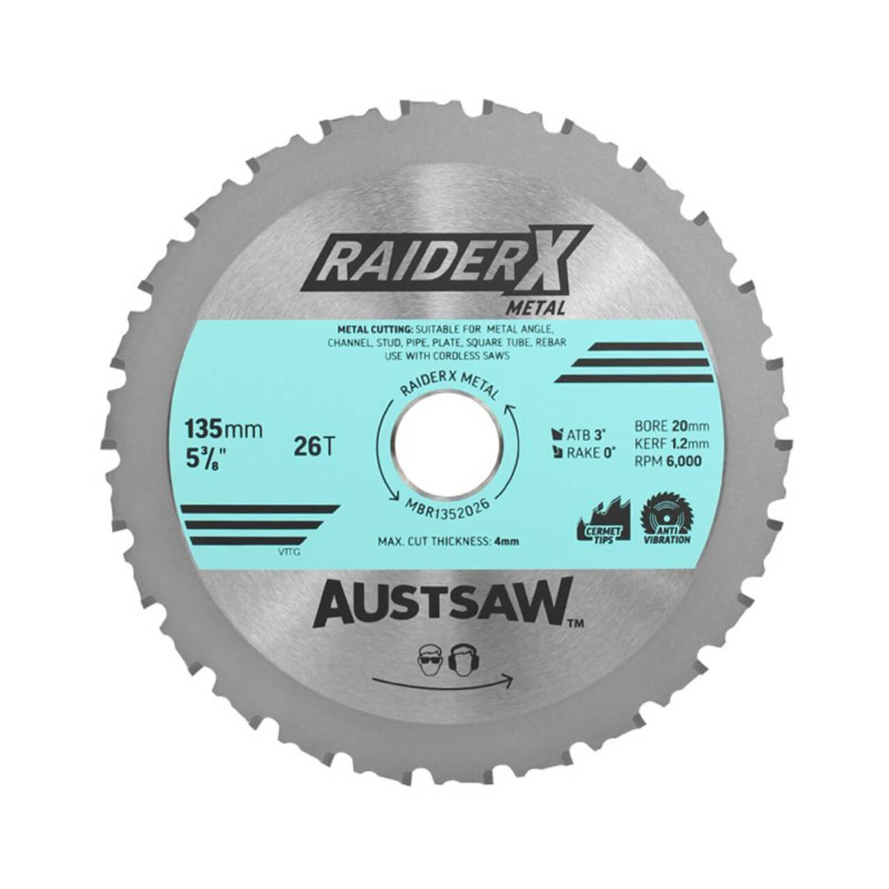 Austsaw RaiderX Metal Blade 135mm x 20 x 26T