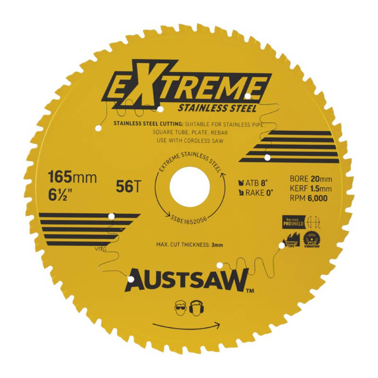 Austsaw Extreme Stainless Steel Blade 165mm x 20 x 56T