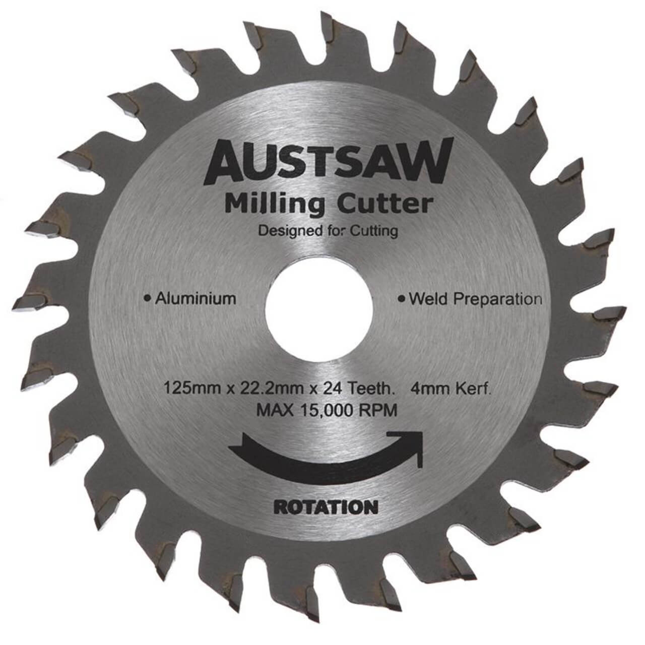 Austsaw 125mm (5”) 4mm Milling Cutter Blade 24 Teeth