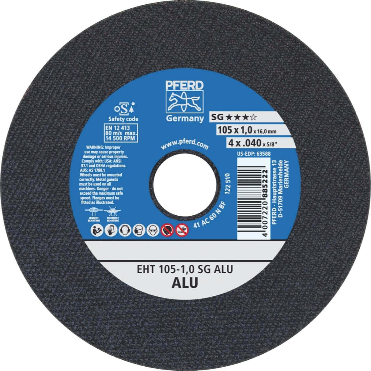 Pferd EHT AC60N SG-ALU 100x1x16 Aluminium Cutting Disc 25/box