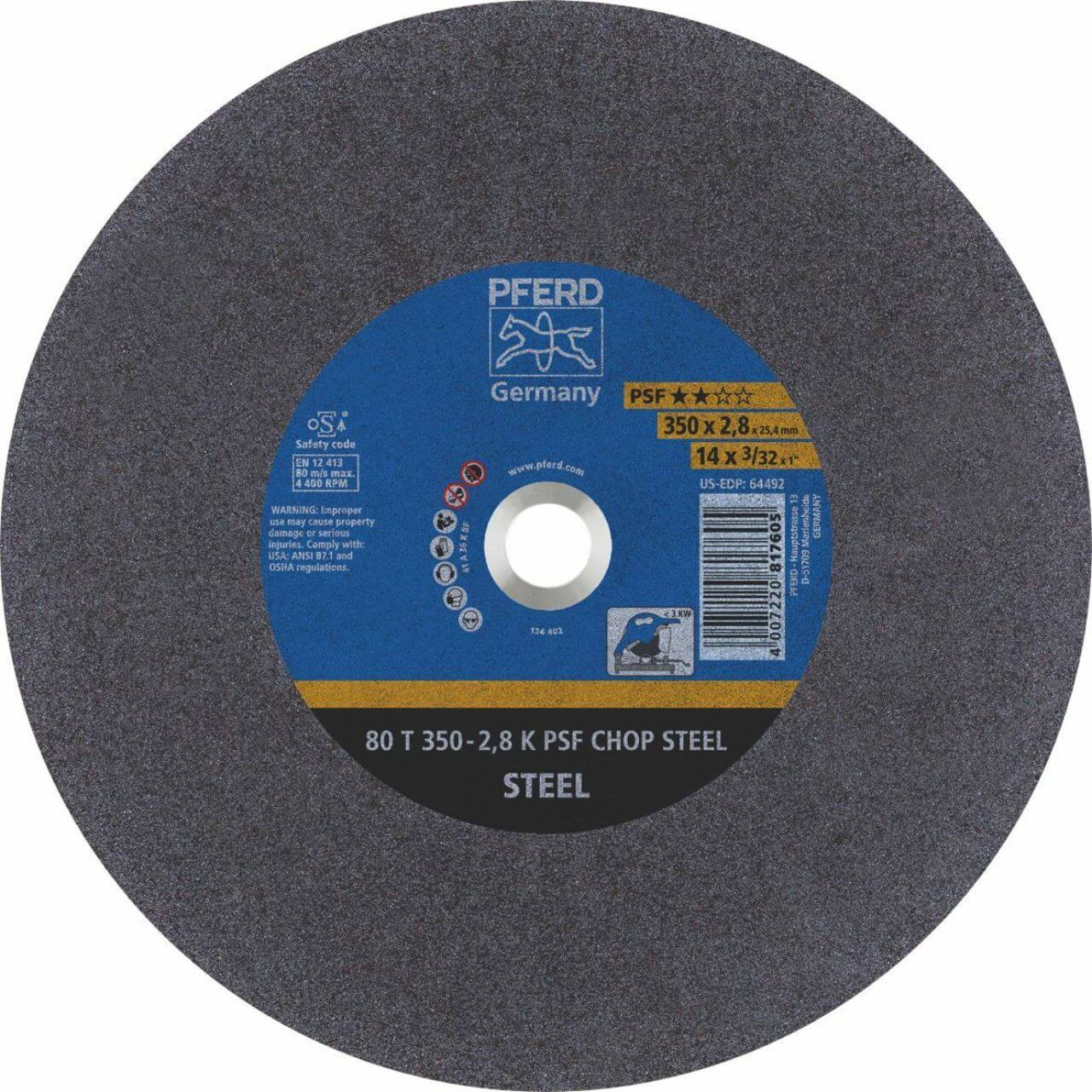 Pferd A36K PSF Chop 350x2.8x25.4mm 80T Metal Cut Off Wheel 10/box