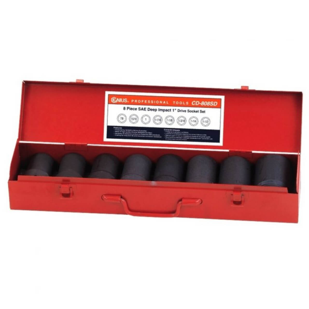 Genius 1” Dr 7/8-1-1/2 C/M Deep Impact Socket Set Imperial 8pce