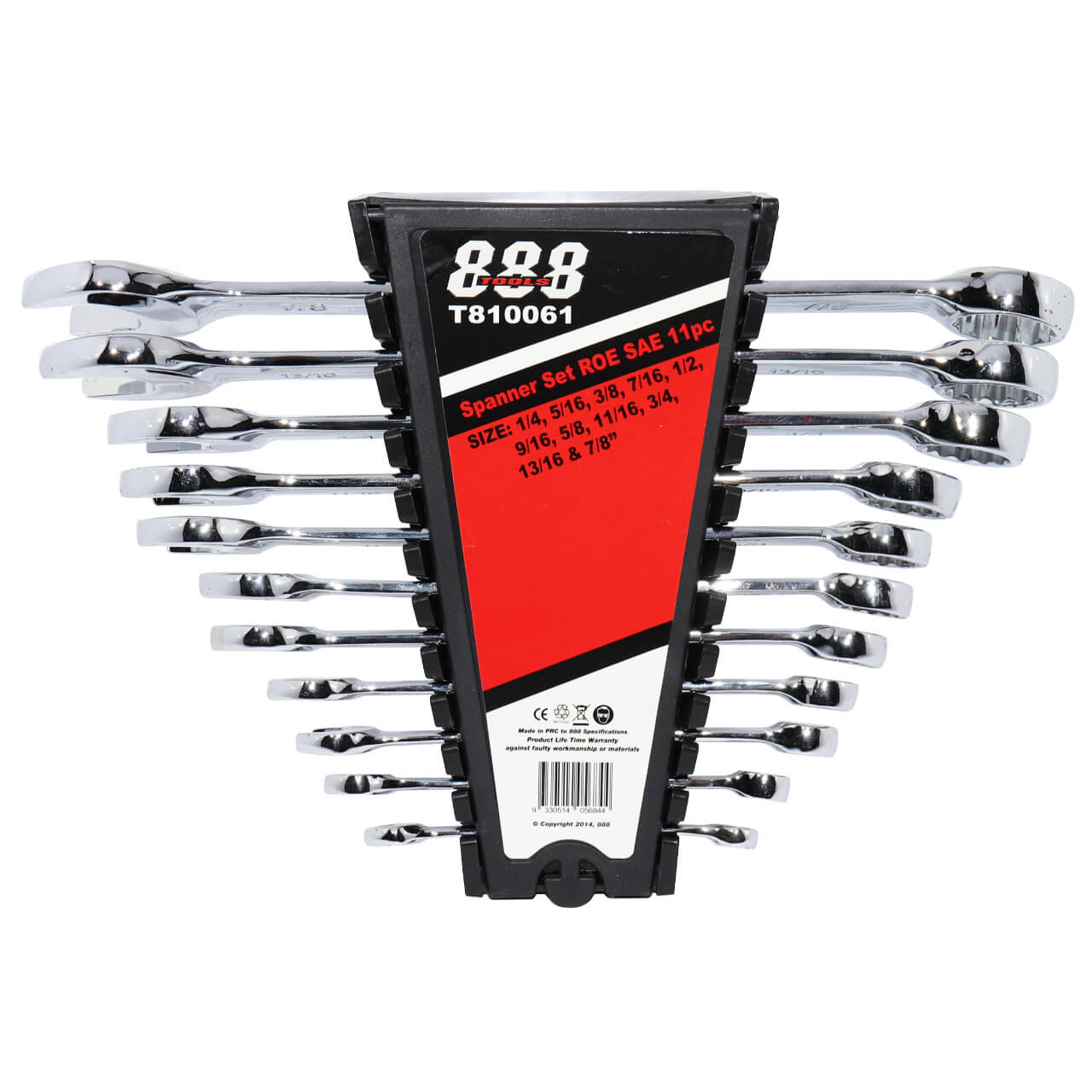 888 Tools 1/4-7/8 Combination ROE Spanner Set SAE 11pce