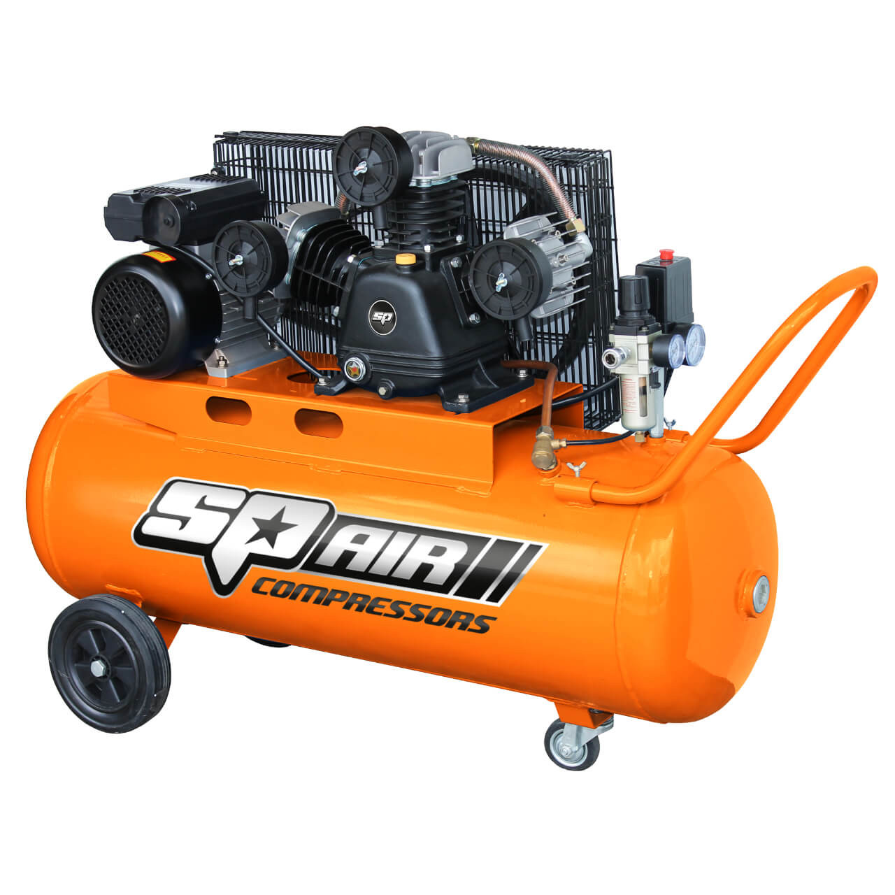 SP Tools 3hp 100L Triple Cast Iron Portable Belt Driven Air Compressor