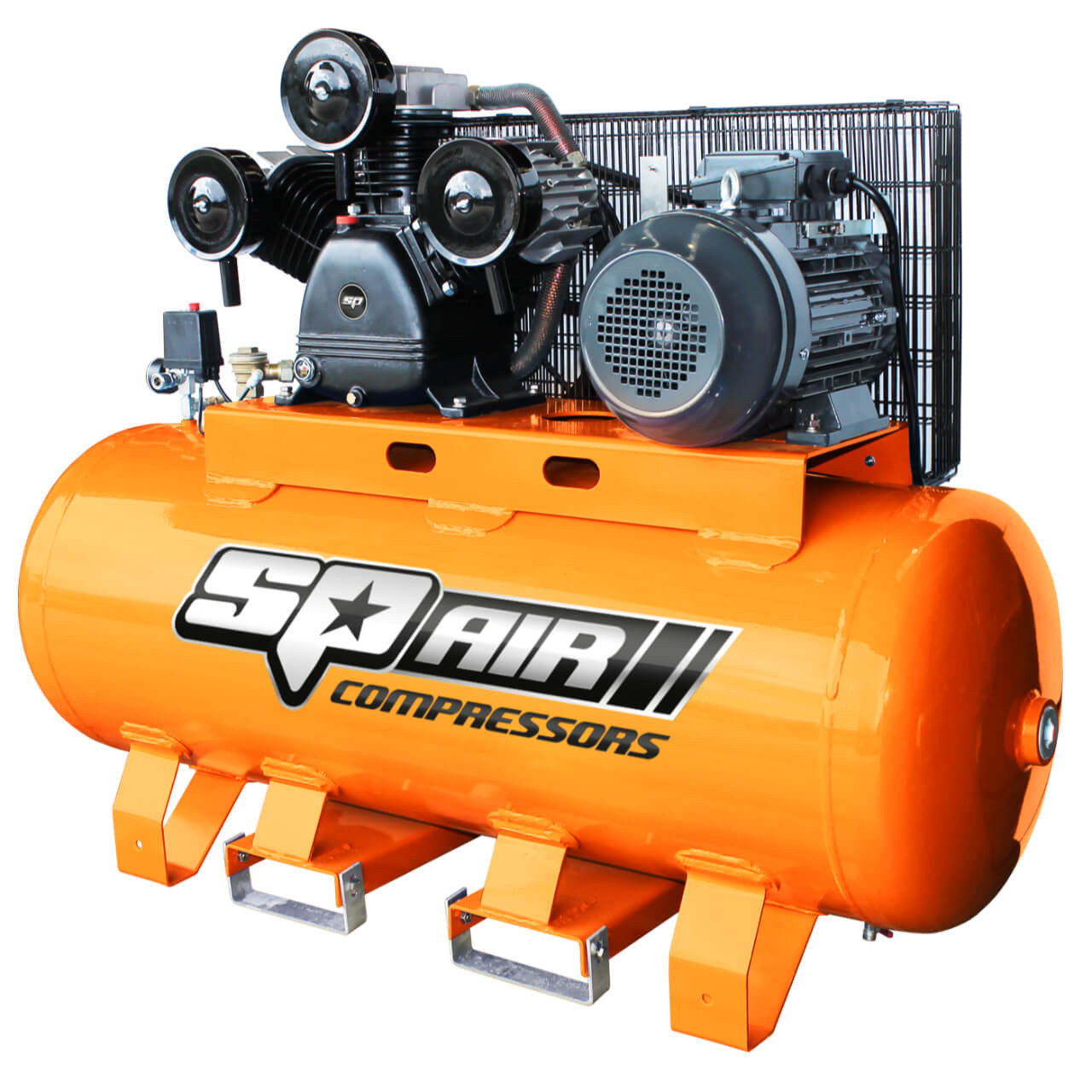 SP Tools 7.5hp 3Ph 270L Triple Cast Iron Staionary Belt Driven Air Compressor
