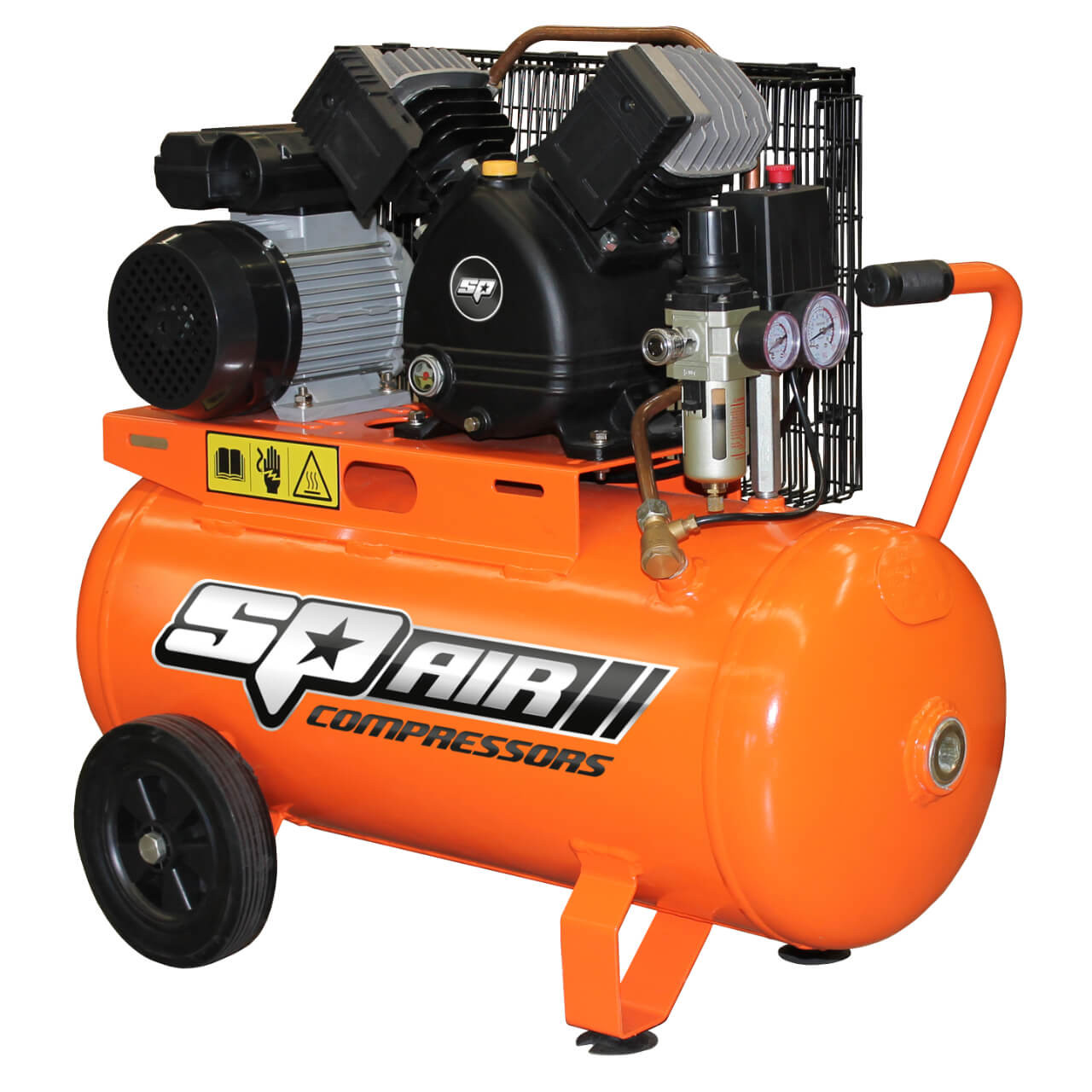 SP Tools 2.2hp 50L V-Twin Cast Iron Portable Belt Driven Air Compressor SP Tools 2.2hp 50L V-Twin Cast Iron Portable Belt Driven Air Compressor