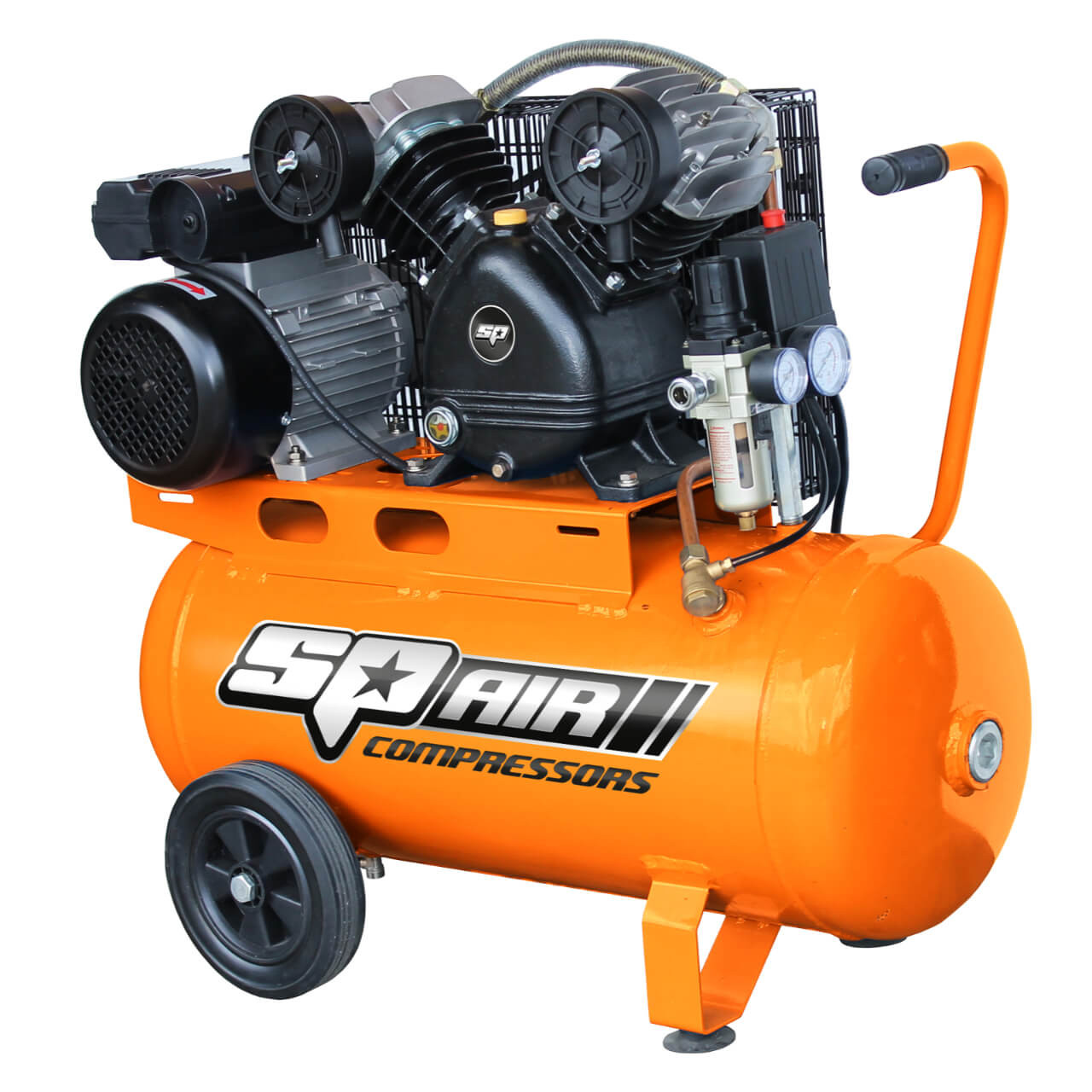 SP Tools 2.5hp 60L V-Twin Cast Iron Portable Belt Driven Air Compressor
