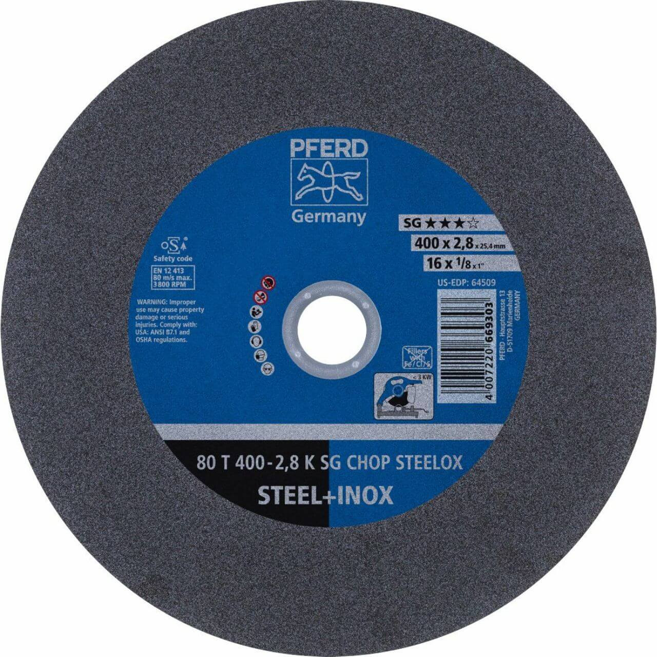 Pferd A36K SG Chop Steelox  400x2.8x25.4mm 80T Cut Off Wheel