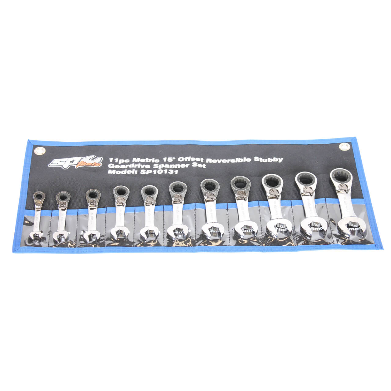 SP Tools 8-19mm Reversible Stubby Geardrive ROE Spanner Set Metric 11pce