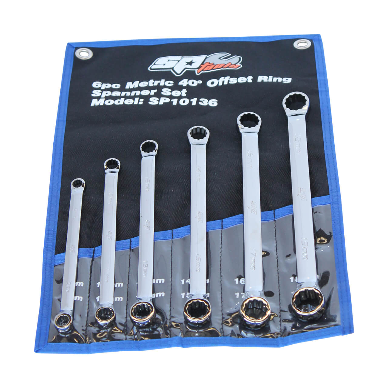 SP Tools 8-19mm 40° Offset Double Ring Spanner Set Metric 6pce