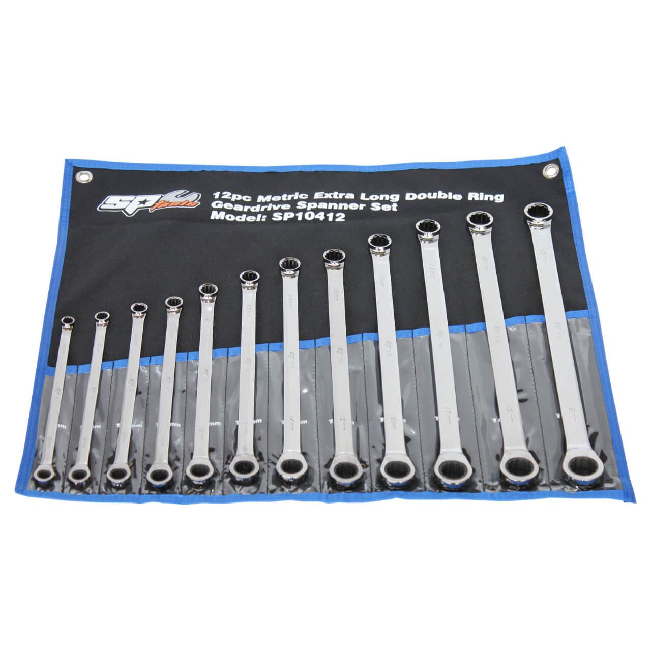 SP Tools 8-19mm Extra Long Double Ring Geardrive Spanner Set Metric 12pce