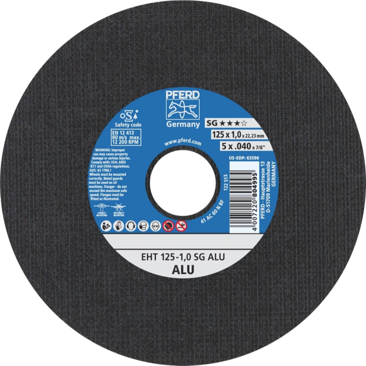Pferd EHT A60N SG-ALU 125x1x22 Aluminium Cutting Disc